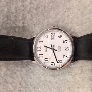 Timex Black Leather Strap Watch